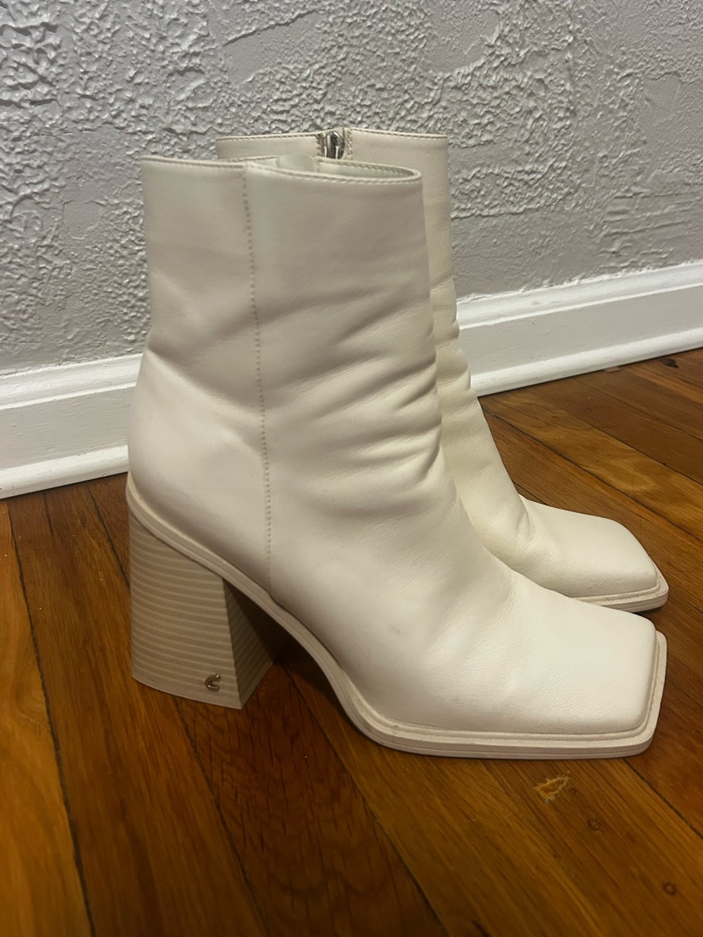 Circus by Sam Edelman 11 Cream Ankle Boots Women's Size Layla 2 Block Heel Zip